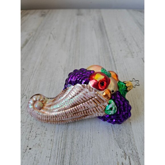 Germany glass cornucopia glitter vintage Xmas tree - Picture 1 of 10